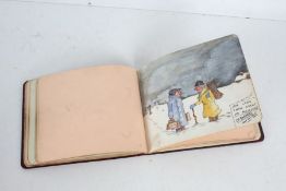 WW1 period sketch book, with some war related messages and sketches to include a landscape scene