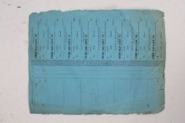 Bolton & Leigh railway, complete sheet of eight tickets, c1840