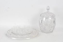 Crystal glass punch set, comprising bowl and cover, tray and eight cups