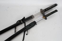 Reproduction Japanese Swords, Katana, with stand, and Wakizashi, (2)