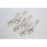 Set of six early Victorian silver fiddle pattern teaspoons, London 1839, maker MC, each with