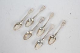 Set of six early Victorian silver fiddle pattern teaspoons, London 1839, maker MC, each with