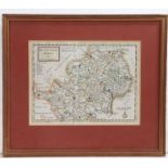 H Moll - engraved hand coloured Map of Hertfordshire, 20 x 25cm