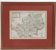 H Moll - engraved hand coloured Map of Hertfordshire, 20 x 25cm
