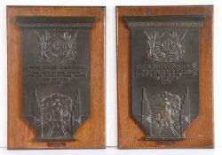 Two Art Deco London Midland and Scottish Railway bronze quota league competition shields for the