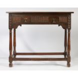 Modern oak side table fitted single drawer, 92cm wide