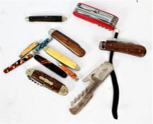 Selection of pocket knives including a Victorinox Swiss Army knife, (12)