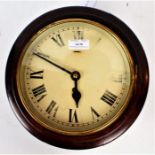 Victorian mahogany cased wall clock, the dial with roman numerals, single hole movement, 26cm