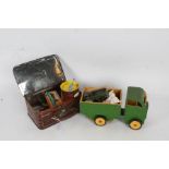 Collection of toys, to include a green painted wooden truck, 'Pick up Monkey' by Lincoln