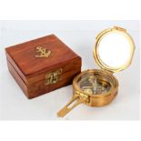 Stanley of London nautical pocket compass, housed within a wooden case