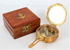 Stanley of London nautical pocket compass, housed within a wooden case