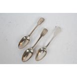 Pair of early Victorian silver fiddle pattern tablespoons, London 1839, maker MC, together with
