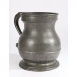 An early 19th century pewter Imperial gallon bulbous measure, English Crowned 'GR' (?) mark to