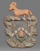 A late 18th century cast lead Guild plaque, probably English, circa 1770-1800 Having a shield