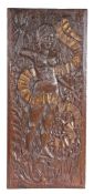 An early 17th century carved oak and gilt-highlighted panel, English, circa 1600-20 Designed as a