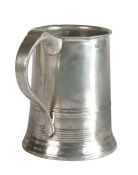 A 19th century pewter Imperial quart measure, Liverpool The truncated cone drum with reeding, with