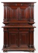 An 18th century oak Buffet Deux Corps. French Of architectural form, the upper structure with two