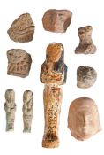 Ancient Egyptian artefacts To include a circa 12th - 11th Century BC painted wood Shabti, 17cm long,