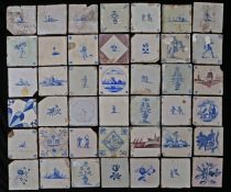 A collection of 18th century Dutch Delft tiles Of various subject matters to include animals,