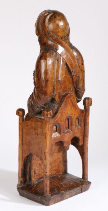 An 18th century carved walnut Sedes Sapientiae The Madonna and Child seated on the Seat of Wisdom, - Image 4 of 4