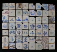 A collection of 18th century Dutch Delft tiles Of various subject matters to include animals,