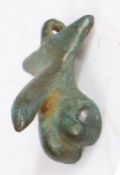 A Roman bronze pendant, 2nd - 3rd Century AD In the form of a phallus, a symbol of fertility, 33mm