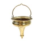 An 18th century brass hanging incense burner, circa 1750-1800 Of inverted conical form, with