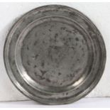 An early 18th century pewter single-reeded plate, Bristol, circa 1715 Hallmarks and touchmarks to