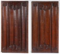 A pair of mid-16th century oak linenfold-carved panels, English, circa 1550 Each vertically carved