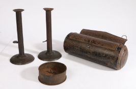 WITHDRAWN An early 19th century sheet iron mural candlebox, English, circa 1830-50 Of cylindrical