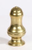 A George III cast brass sifter Of baluster form, after period silver examples, the push-on dome