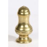 A George III cast brass sifter Of baluster form, after period silver examples, the push-on dome