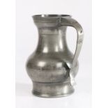 An early 18th century pewter lidless Chopin pot-bellied measure, Scottish, circa 1700 Of typical