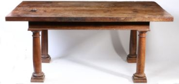 A 17th century and later walnut centre table, French The top of two impressive wide boards with