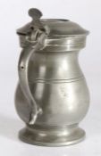 An imperial pewter half-pint dome-lidded bulbous measure, Glasgow, circa 1860 With two pairs of