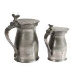 Two William & Mary pewter bud baluster measures, a pint and half-pint, by the same maker, Cambridge,