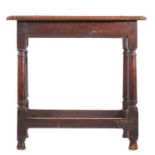 A William and Mary oak joint stool, circa 1690 Having an ovolo-moulded top, plain rails with lower