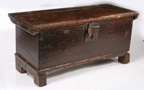 A late 16th century oak boarded chest, probably Welsh Borders, circa 1590 The lid with moulded
