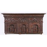 A highly impressive Charles II oak overmantel, Gloucestershire/Somerset dated 1667 Having a