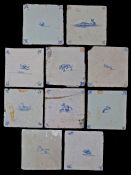 A collection of 18th century Dutch Delft tiles Designed in blue, depicting various animals to