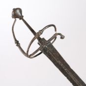A 17th century European small sword With part fullered double edged blade, knuckle bow, pierced