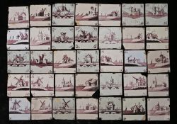 A collection of 18th century Dutch Delft tiles Designed in manganese, decorated with various