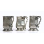 A Victorian pewter Imperial half-pint mug, dated 1852, Of tulip-shape, touchmark of Mary Hux, London