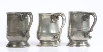 A Victorian pewter Imperial half-pint mug, dated 1852, Of tulip-shape, touchmark of Mary Hux, London