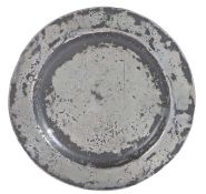 A particularly small Charles II pewter 'spice' plate, circa 1680 Having a plain rim, and crowned
