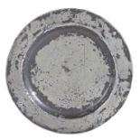 A particularly small Charles II pewter 'spice' plate, circa 1680 Having a plain rim, and crowned