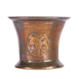 A late 17th century bronze mortar, unidentified foundry, London, circa 1670 Cast twice with a
