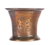 A late 17th century bronze mortar, unidentified foundry, London, circa 1670 Cast twice with a