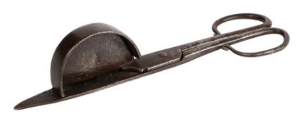 A rare 17th century iron candle-snuffer, with maker’s mark, English, circa 1690 Of scissor form, one