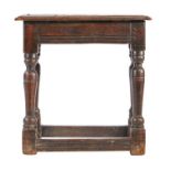 A James I/Charles I oak joint stool, circa 1620-30 Having an ovolo-moulded top, lower edge-moulded